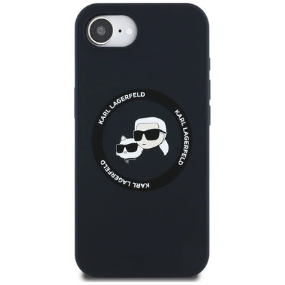 Karl Lagerfeld Liquid Silicone Karl & Choupette Heads Case with MagSafe for iPhone 16e - Black_2