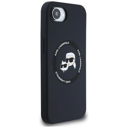 Karl Lagerfeld Liquid Silicone Karl & Choupette Heads Case with MagSafe for iPhone 16e - Black_3