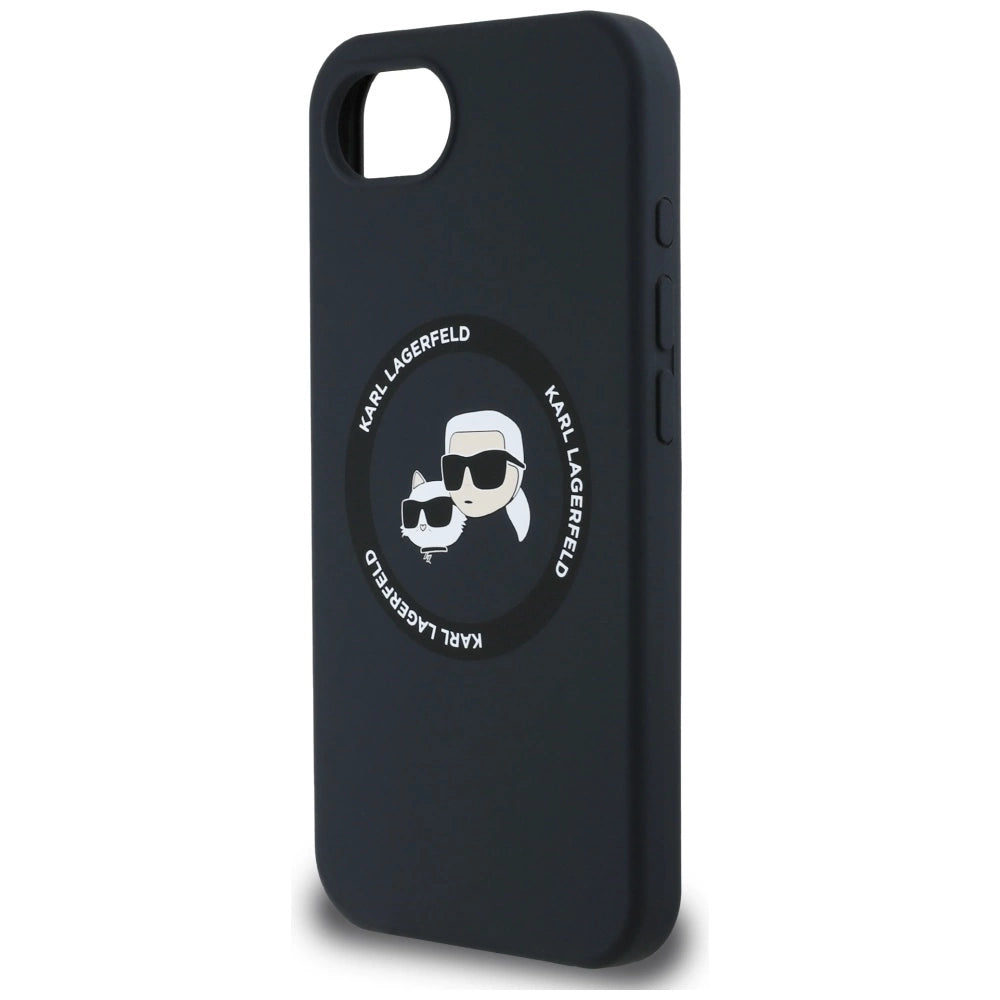 Karl Lagerfeld Liquid Silicone Karl & Choupette Heads Case with MagSafe for iPhone 16e - Black_5