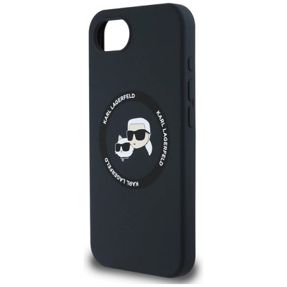 Karl Lagerfeld Liquid Silicone Karl & Choupette Heads Case with MagSafe for iPhone 16e - Black_5