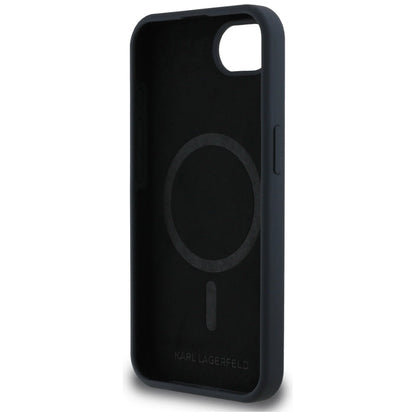Karl Lagerfeld Liquid Silicone Karl & Choupette Heads Case with MagSafe for iPhone 16e - Black_6