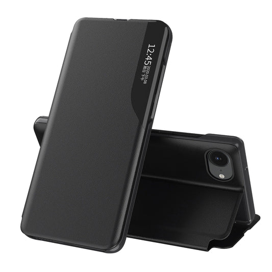 Eco Leather View Case elegant case with flap and stand for iPhone 16e - black_0
