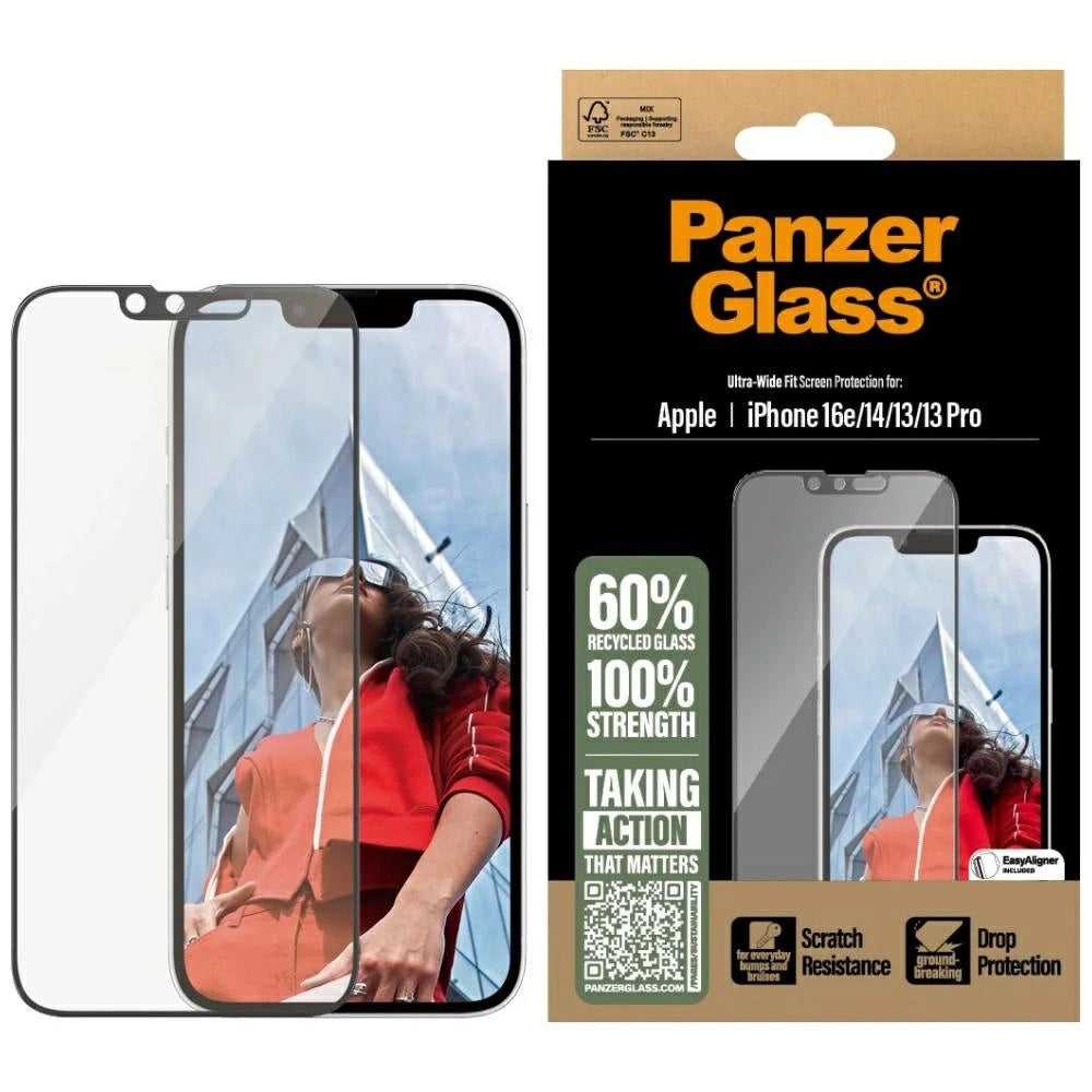 PanzerGlass Ultra-Wide Fit Tempered Glass for iPhone 13 / 13 Pro / 14 / 16e - Clear_0