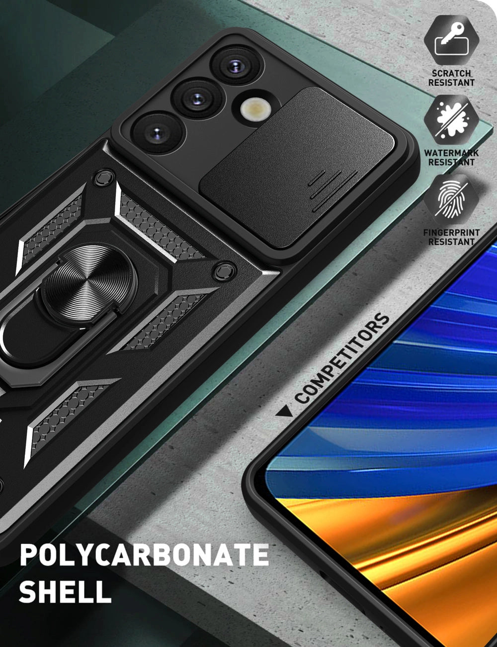 Hybrid Armor Camshield with Stand and Camera Cover for Samsung Galaxy S25 Edge - Black_3