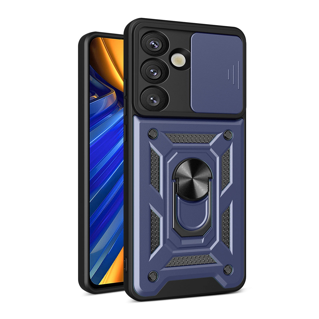 Hybrid Armor Camshield with Stand and Camera Cover for Samsung Galaxy S25 Edge - Blue_0
