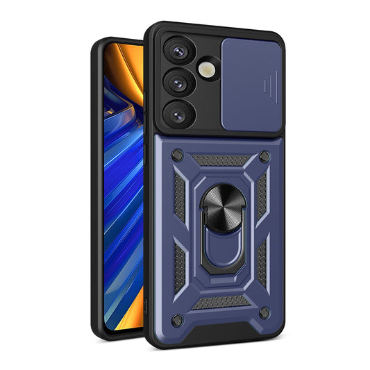 Hybrid Armor Camshield with Stand and Camera Cover for Samsung Galaxy S25 Edge - Blue_0