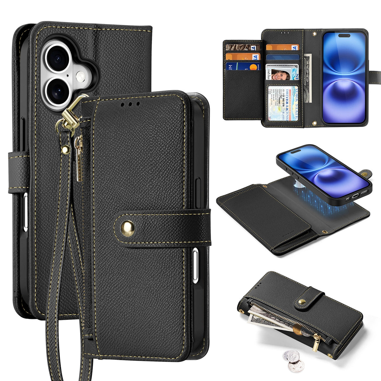 Dux Ducis Lawa Leather Case for iPhone 16 - Black_0