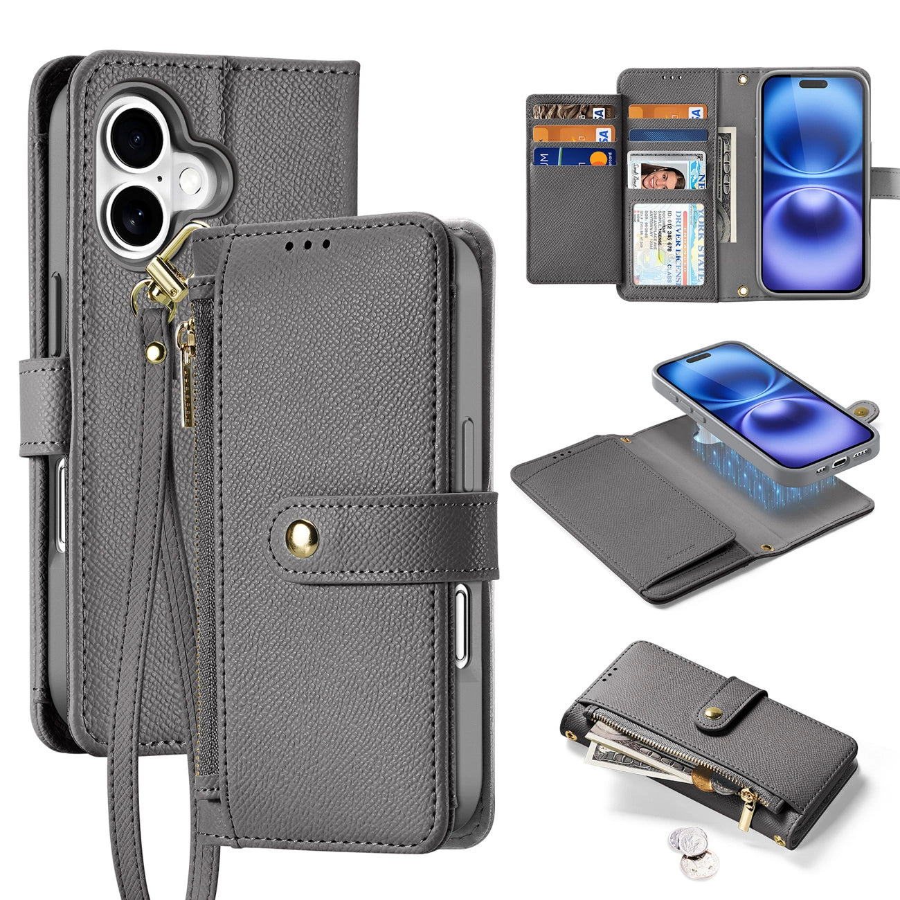 Dux Ducis Lawa Leather Case for iPhone 16 - Gray_0