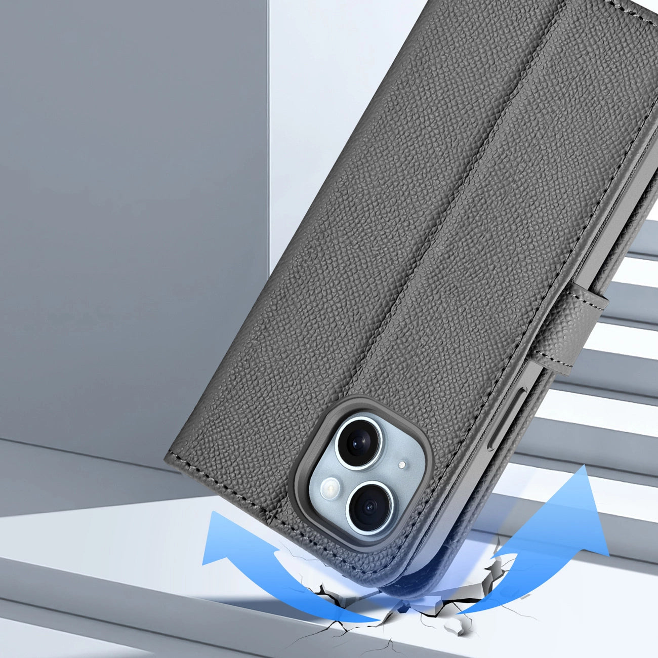 Dux Ducis Lawa Leather Case for iPhone 15 - Gray_10