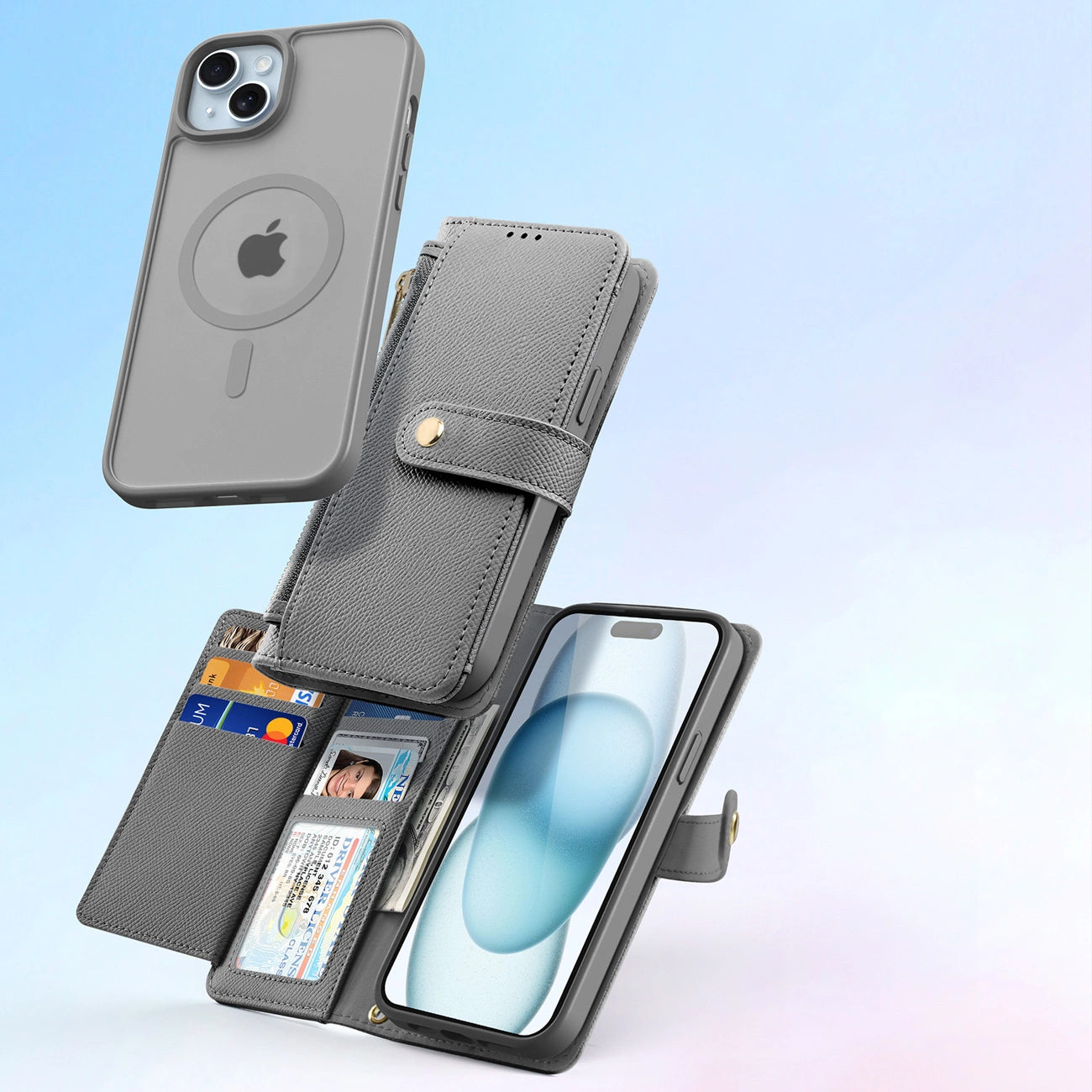 Dux Ducis Lawa Leather Case for iPhone 15 - Gray_3