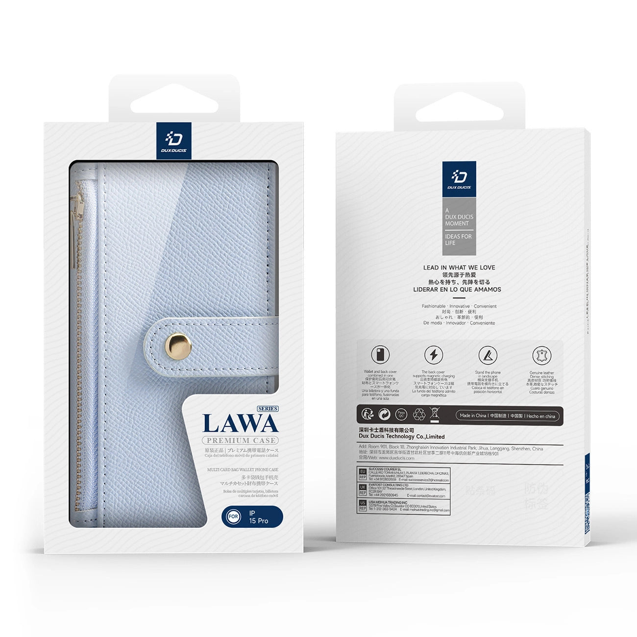 Dux Ducis Lawa Leather Case for iPhone 15 - Blue_12