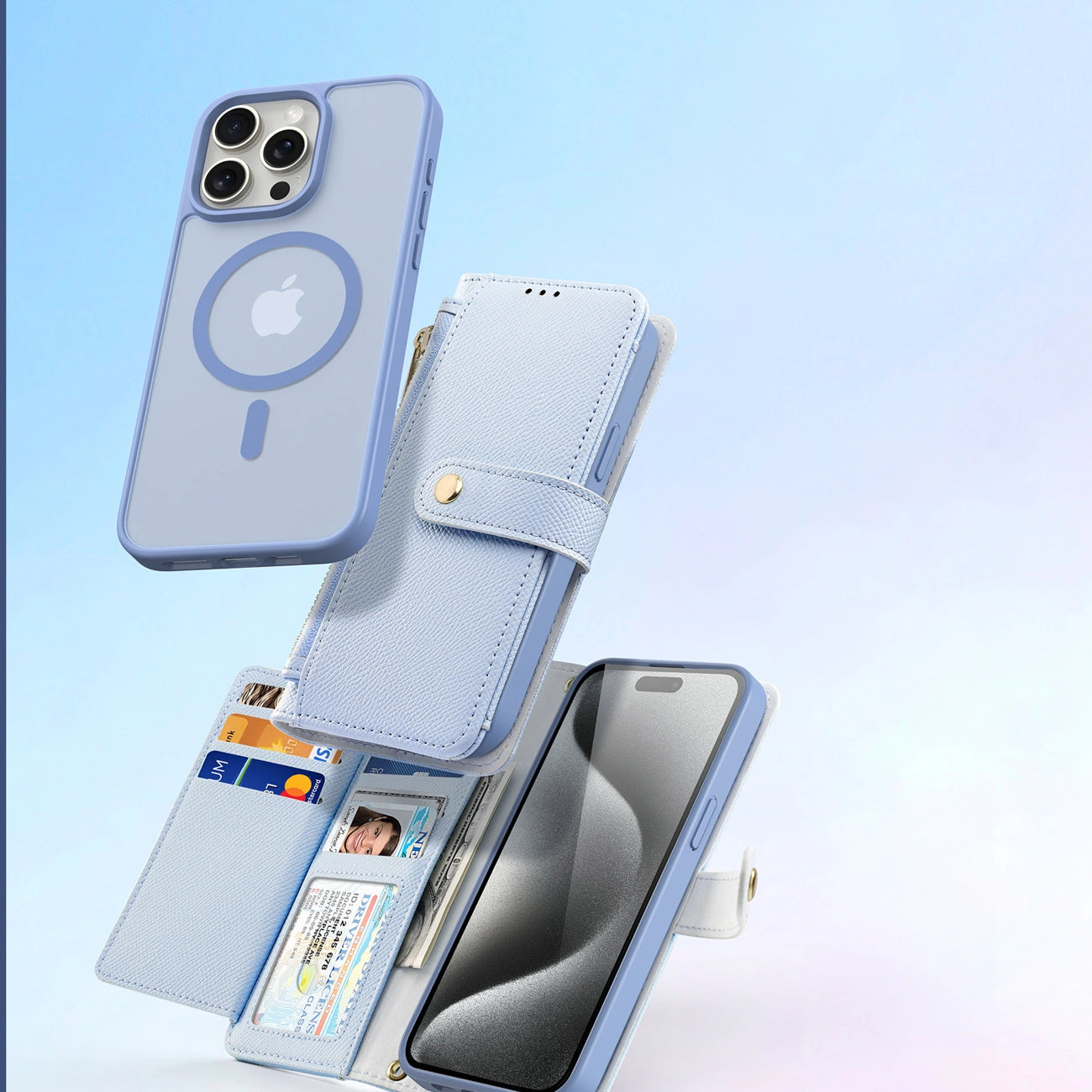 Dux Ducis Lawa Leather Case for iPhone 15 - Blue_3