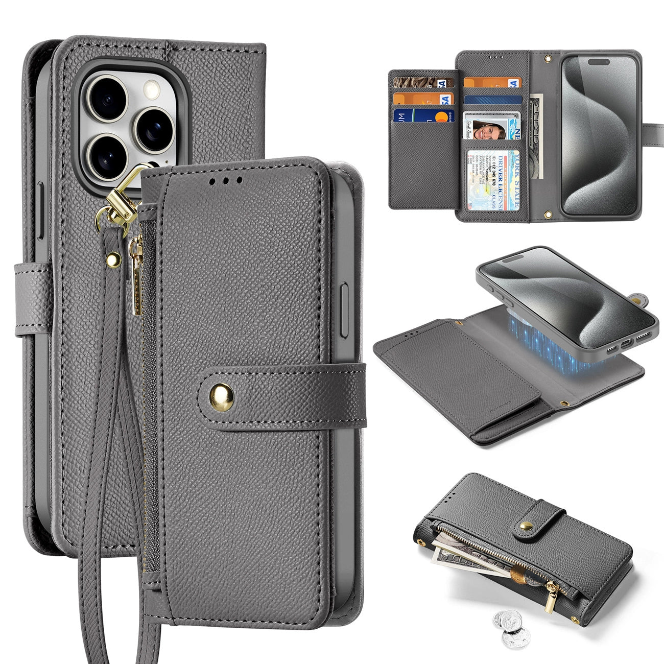 Dux Ducis Lawa Leather Case for iPhone 15 Pro - Gray_0