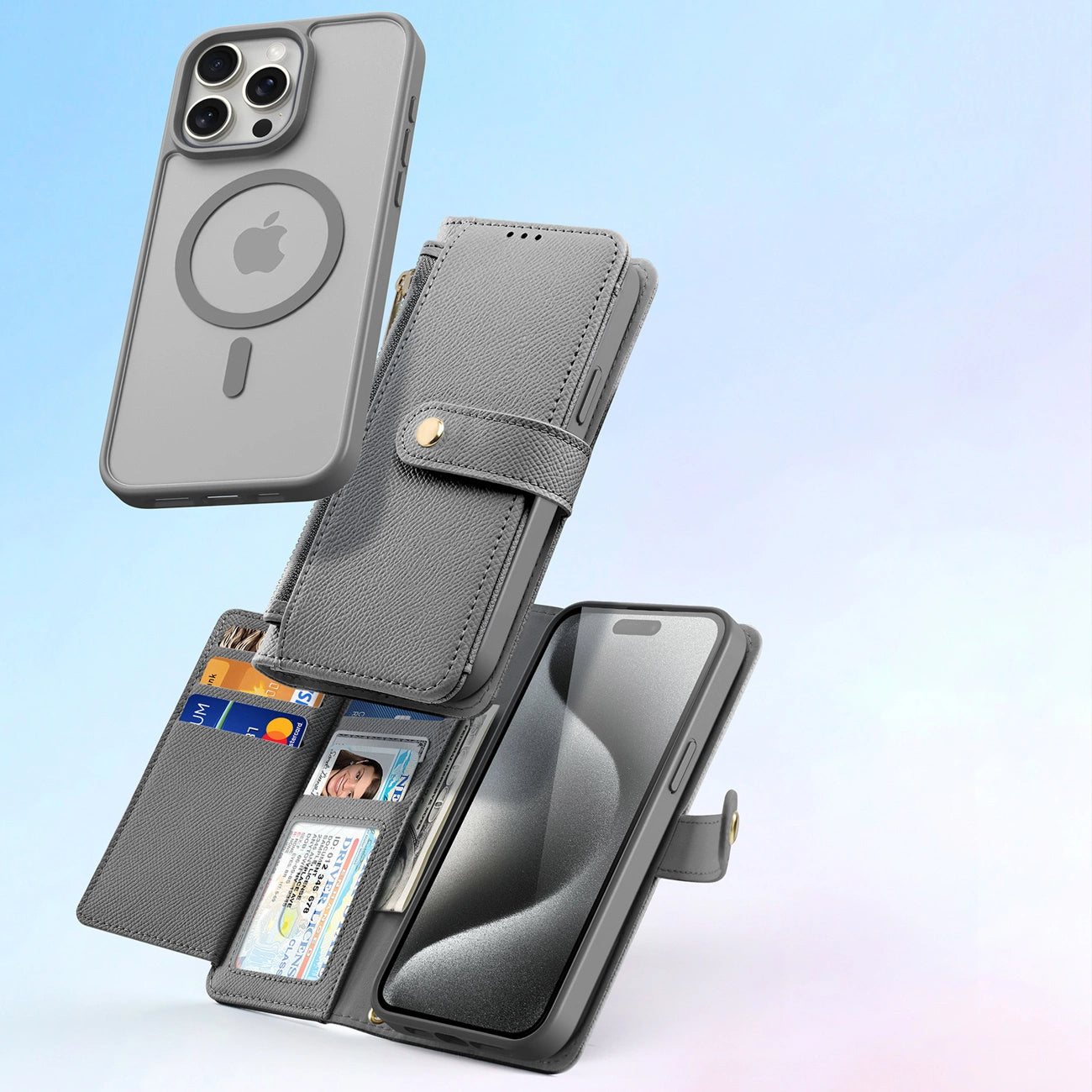 Dux Ducis Lawa Leather Case for iPhone 15 Pro - Gray_3