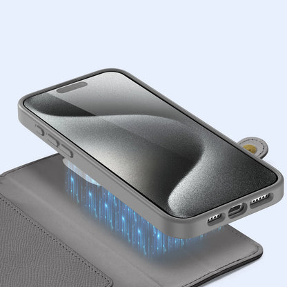 Dux Ducis Lawa Leather Case for iPhone 15 Pro - Gray_5