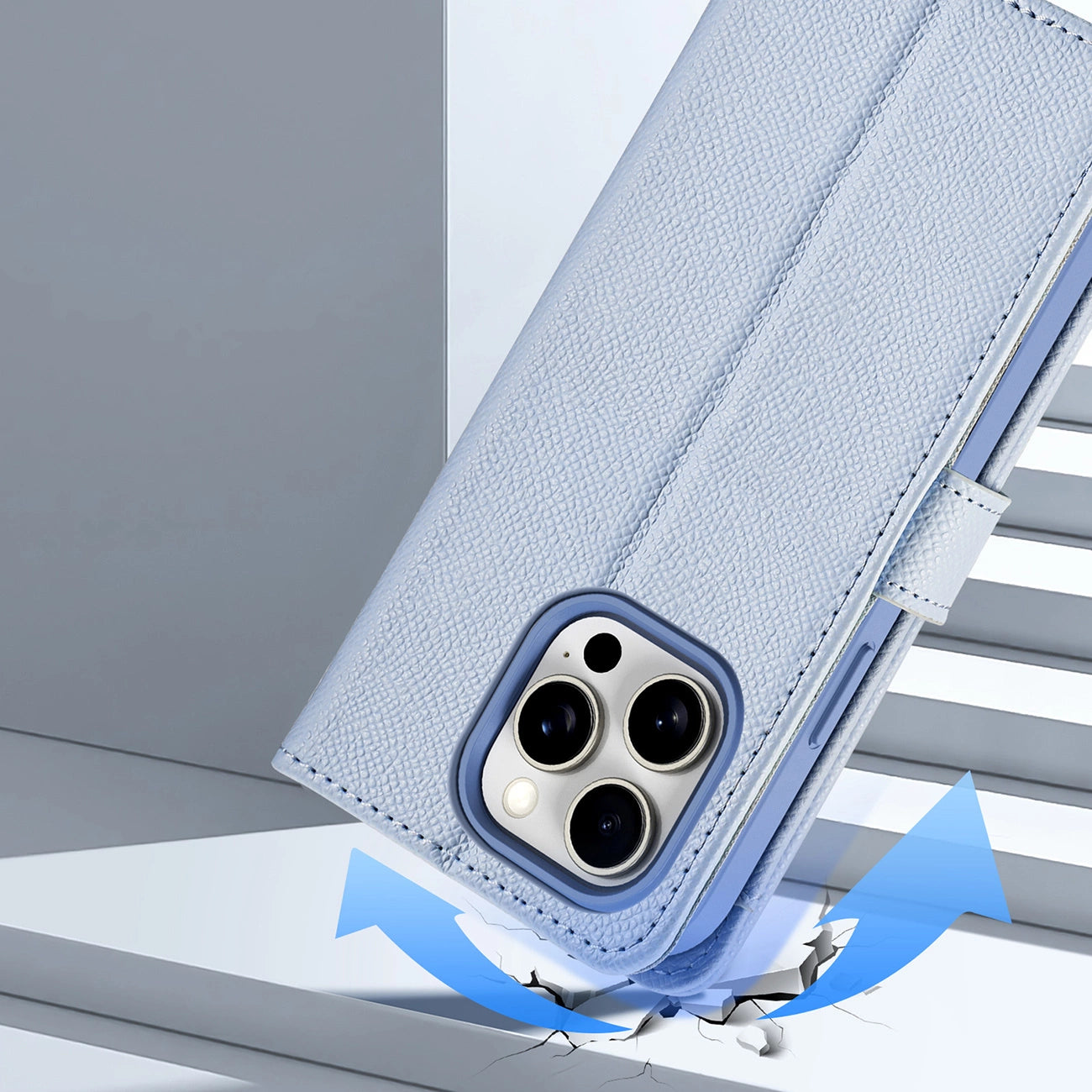 Dux Ducis Lawa Leather Case for iPhone 15 Pro - Blue_10