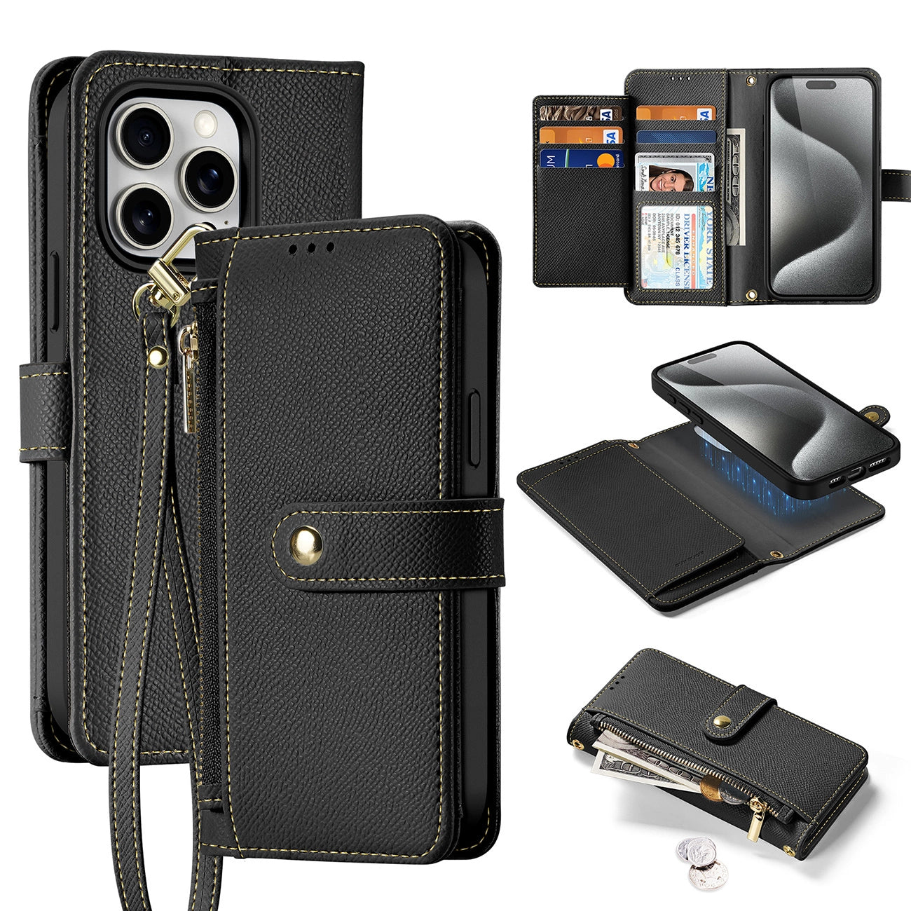 Dux Ducis Lawa Leather Case for iPhone 15 Pro Max - Black_0