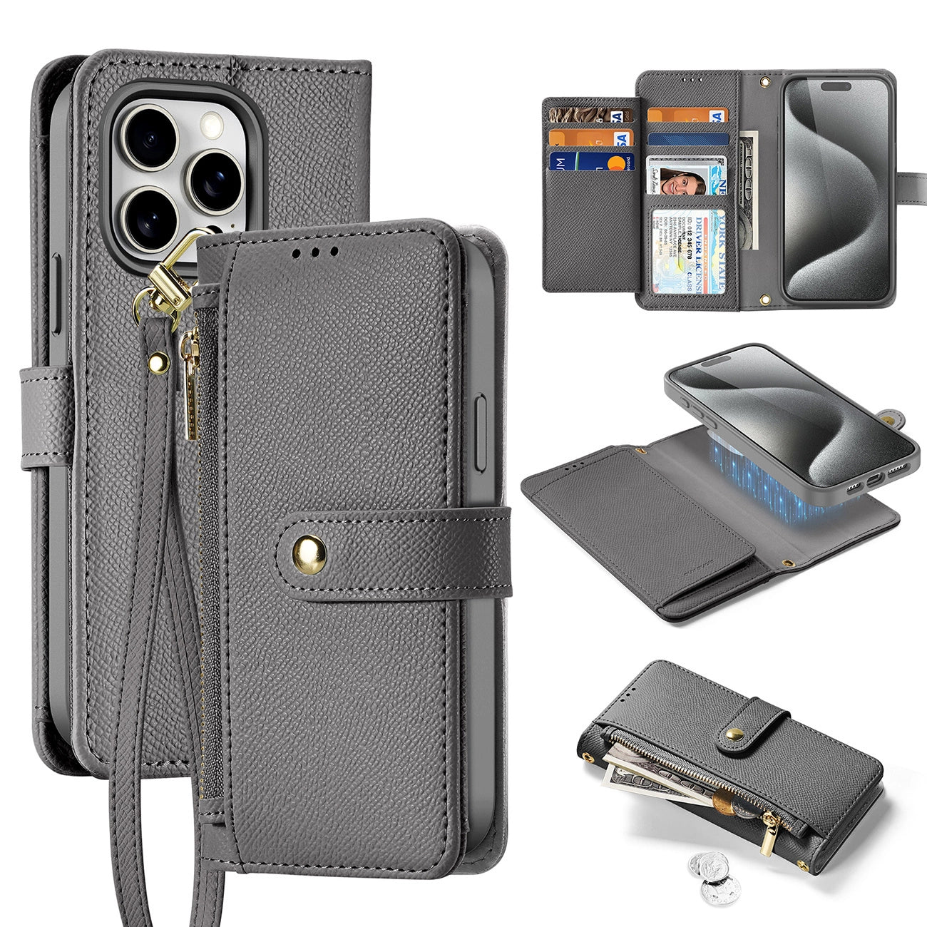 Dux Ducis Lawa Leather Case for iPhone 15 Pro Max - Gray_0