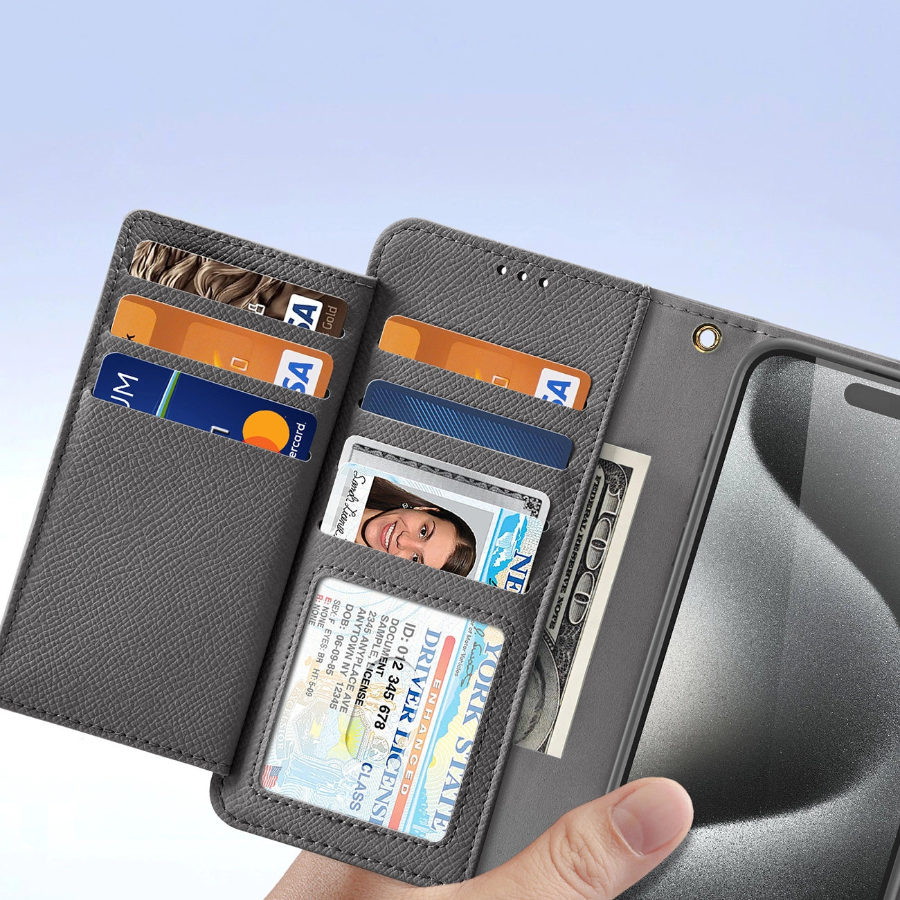 Dux Ducis Lawa Leather Case for iPhone 15 Pro Max - Gray_7