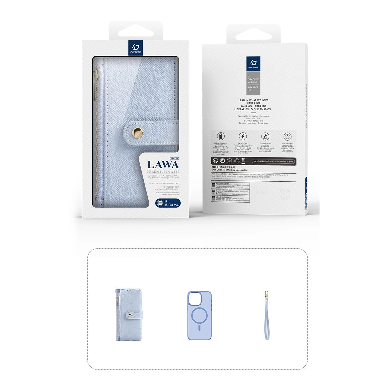 Dux Ducis Lawa Leather Case for iPhone 15 Pro Max - Blue_3