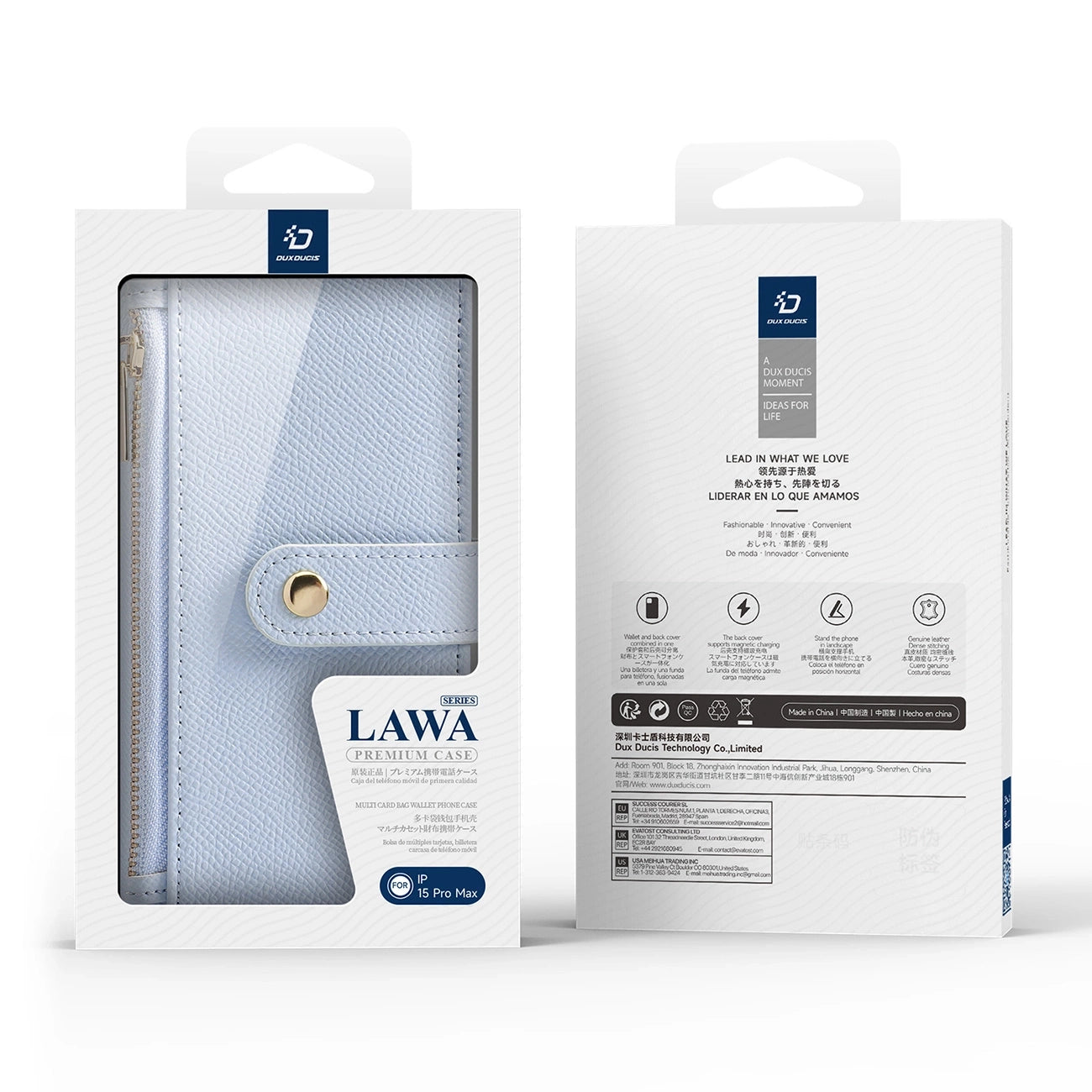 Dux Ducis Lawa Leather Case for iPhone 15 Pro Max - Blue_2