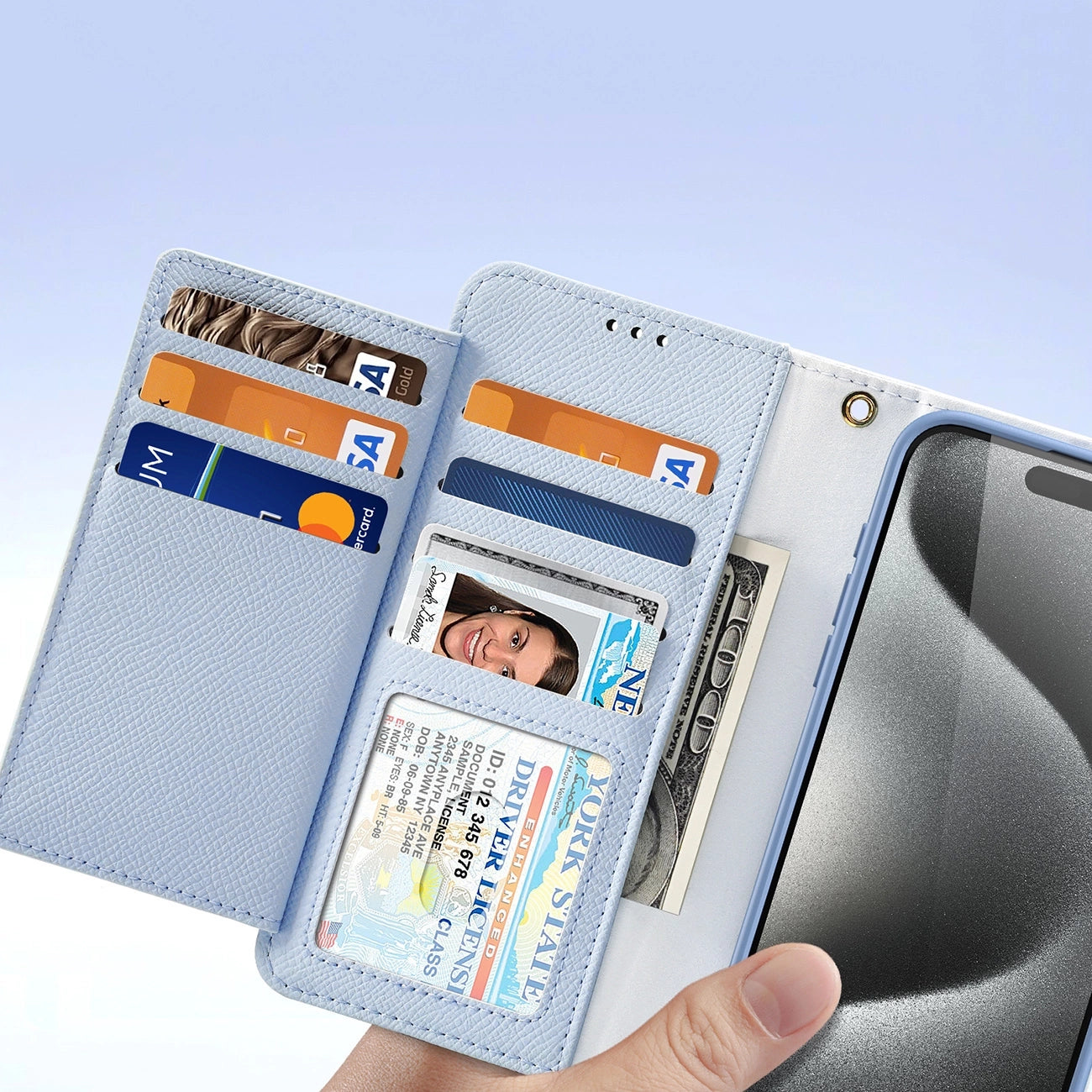 Dux Ducis Lawa Leather Case for iPhone 15 Pro Max - Blue_7