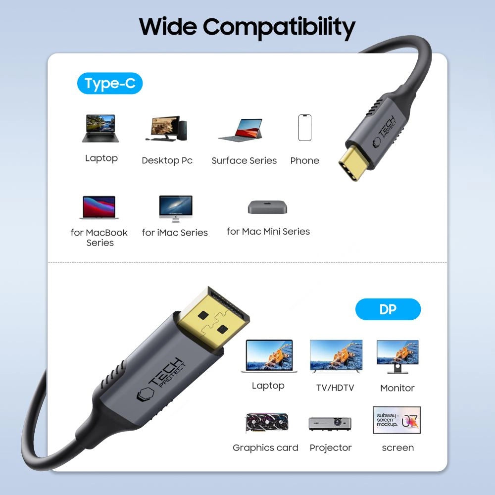 Tech-Protect UltraBoost USB-C to DisplayPort 1.4 8K 60Hz Cable 180cm - Black_1