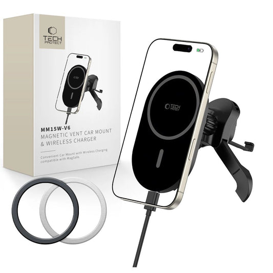 Tech-Protect MM15W-V6 Magnetic MagSafe Car Air Vent Holder - Black_0