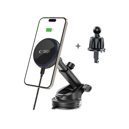 Tech-Protect MM15W-V4 Magnetic MagSafe 15W Car Holder for Cockpit / Windshield / Air Vent - Black_1