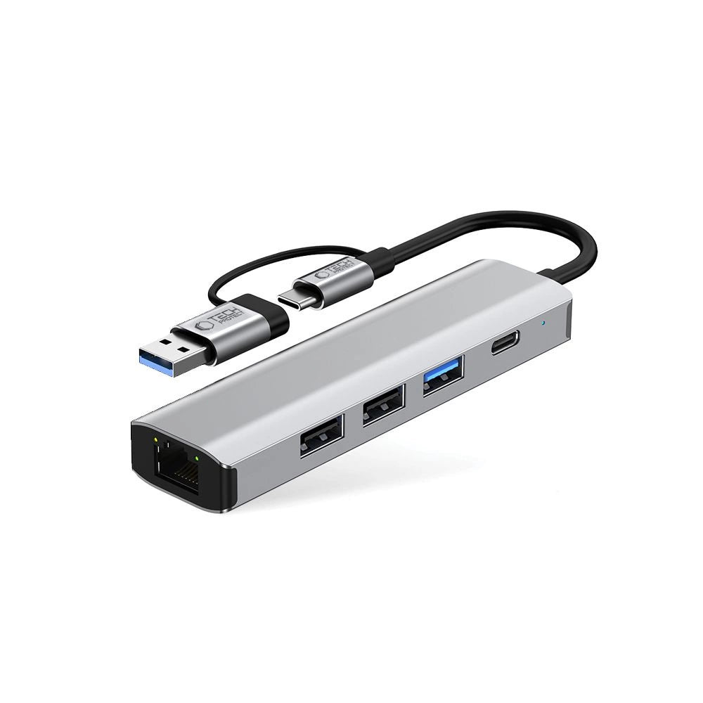 Tech-Protect HB03 HUB Adapter 5in1 USB-C + USB2.0 + USB3.0 + RJ45 - gray_1