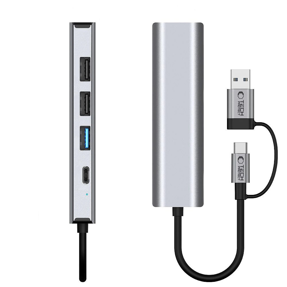 Tech-Protect HB03 HUB Adapter 5in1 USB-C + USB2.0 + USB3.0 + RJ45 - gray_6