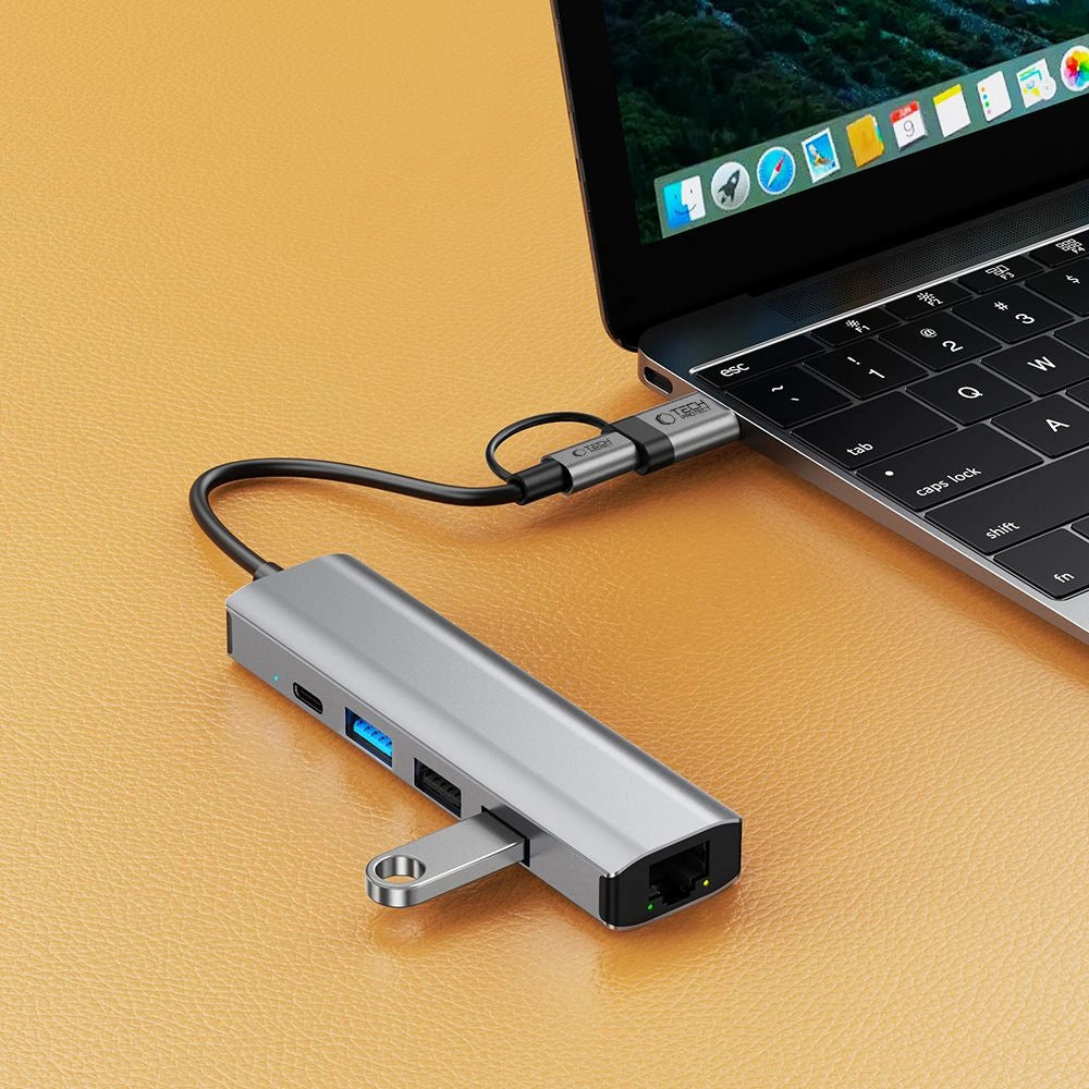 Tech-Protect HB03 HUB Adapter 5in1 USB-C + USB2.0 + USB3.0 + RJ45 - gray_7