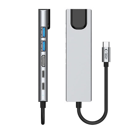Tech-Protect HB02 HUB Adapter 6in1 USB-C + USB2.0 + USB3.0 + HDMI 4K 30Hz + RJ45 + PD100W - gray_5
