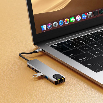 Tech-Protect HB02 HUB Adapter 6in1 USB-C + USB2.0 + USB3.0 + HDMI 4K 30Hz + RJ45 + PD100W - gray_6