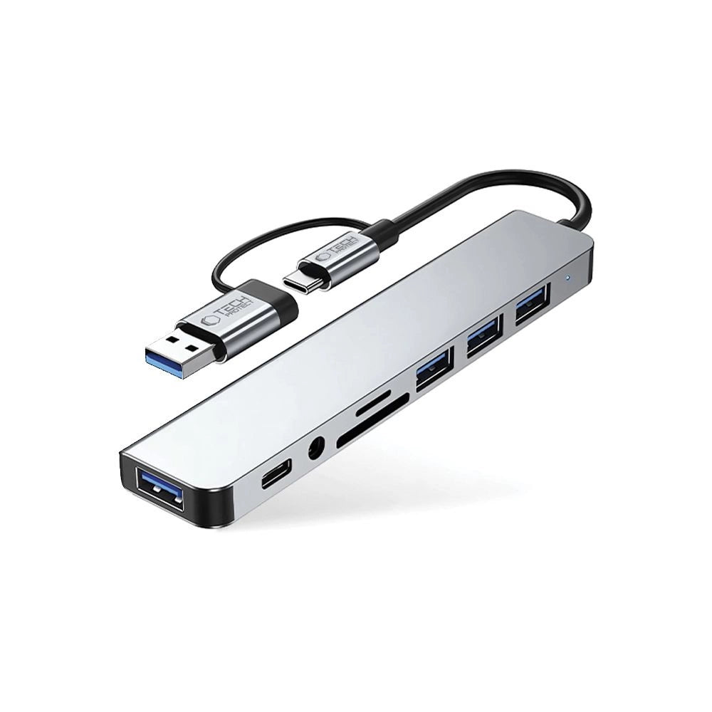 Tech-Protect HB06 HUB Adapter 8in1 TYPE-C + USB2.0 + USB3.0 + SD/TF + AV3.5 - gray_1