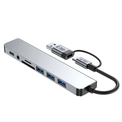 Tech-Protect HB06 HUB Adapter 8in1 TYPE-C + USB2.0 + USB3.0 + SD/TF + AV3.5 - gray_2