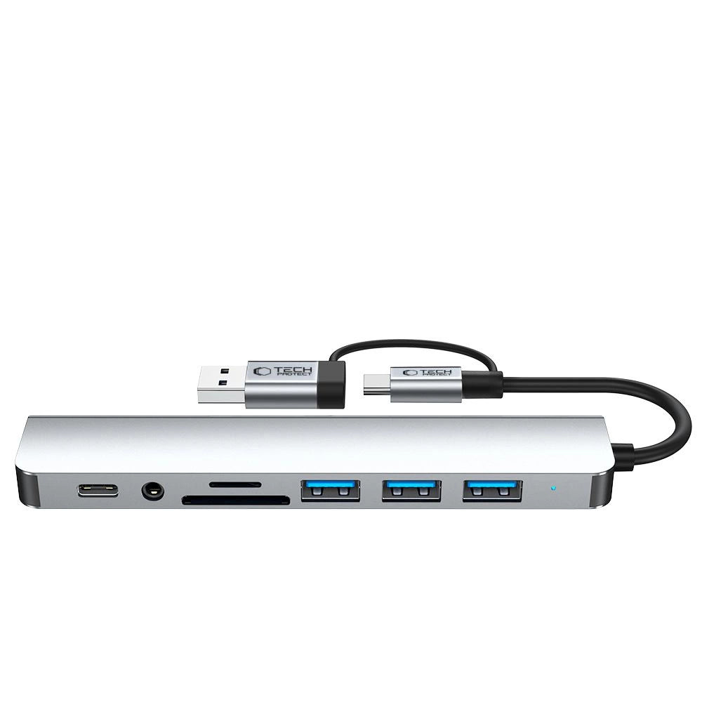 Tech-Protect HB06 HUB Adapter 8in1 TYPE-C + USB2.0 + USB3.0 + SD/TF + AV3.5 - gray_3