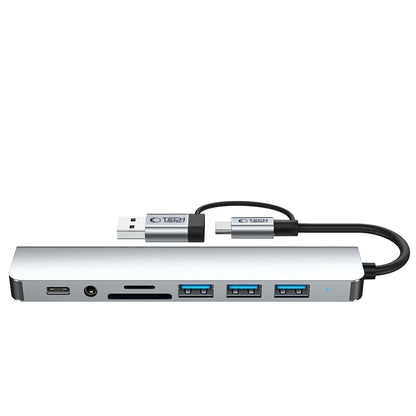Tech-Protect HB06 HUB Adapter 8in1 TYPE-C + USB2.0 + USB3.0 + SD/TF + AV3.5 - gray_3
