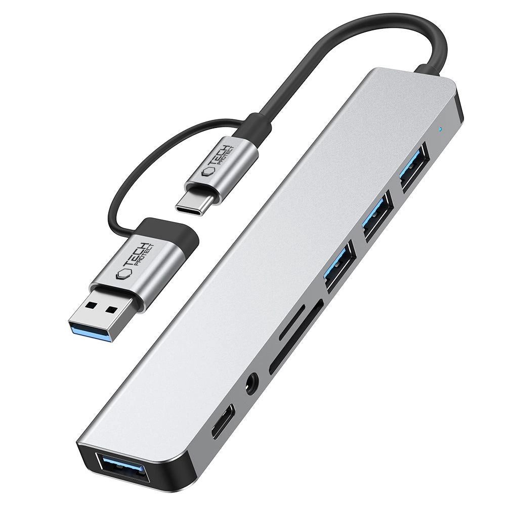 Tech-Protect HB06 HUB Adapter 8in1 TYPE-C + USB2.0 + USB3.0 + SD/TF + AV3.5 - gray_4
