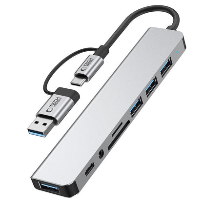 Tech-Protect HB06 HUB Adapter 8in1 TYPE-C + USB2.0 + USB3.0 + SD/TF + AV3.5 - gray_4