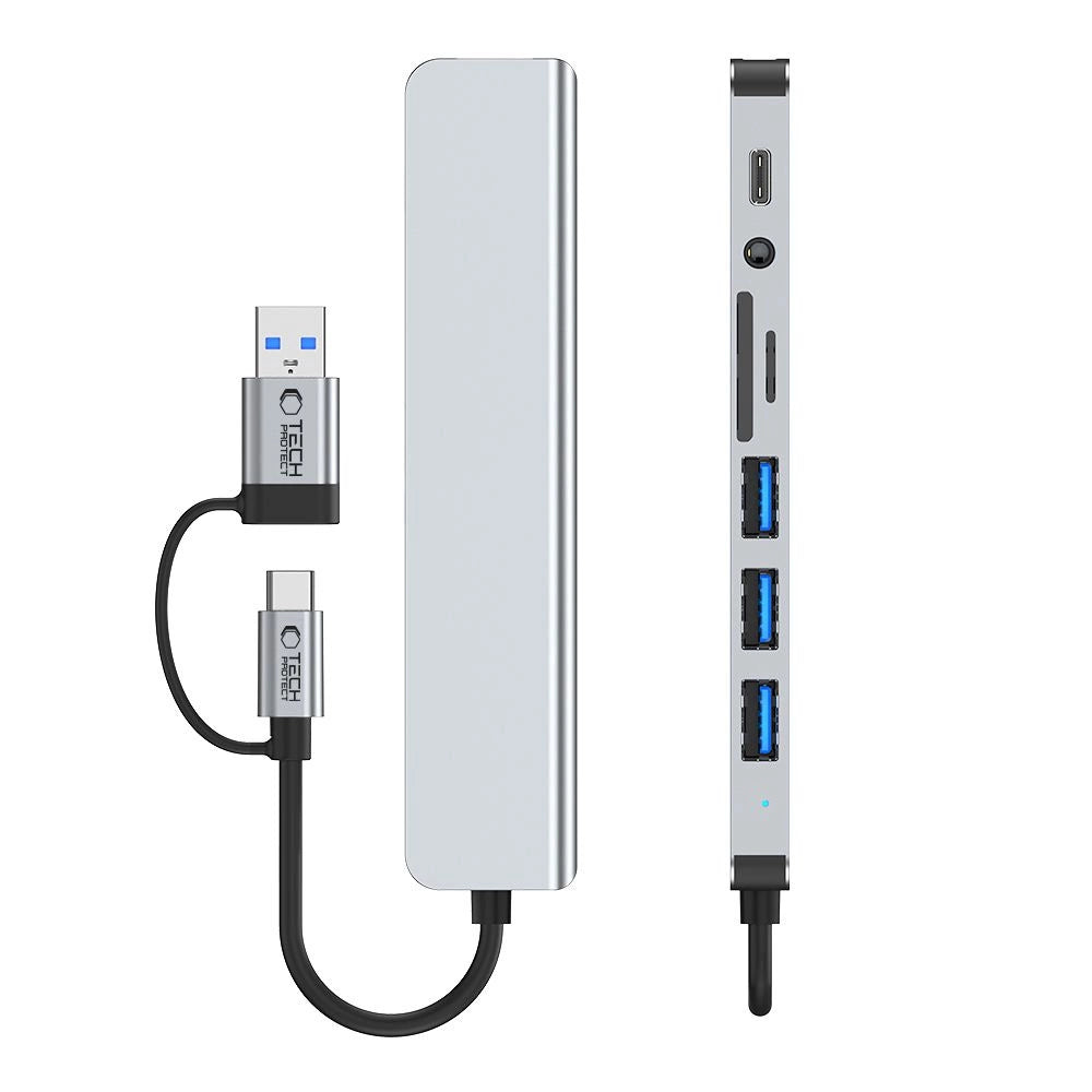 Tech-Protect HB06 HUB Adapter 8in1 TYPE-C + USB2.0 + USB3.0 + SD/TF + AV3.5 - gray_5