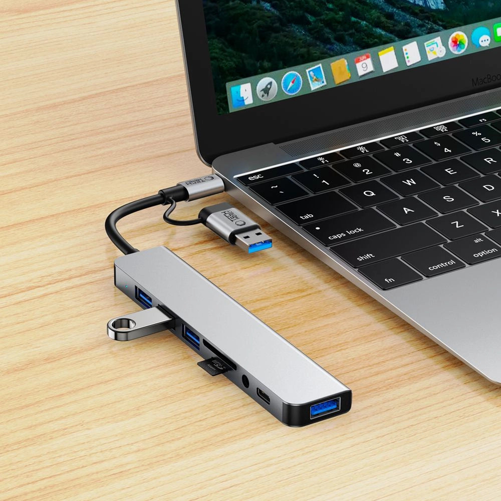 Tech-Protect HB06 HUB Adapter 8in1 TYPE-C + USB2.0 + USB3.0 + SD/TF + AV3.5 - gray_6