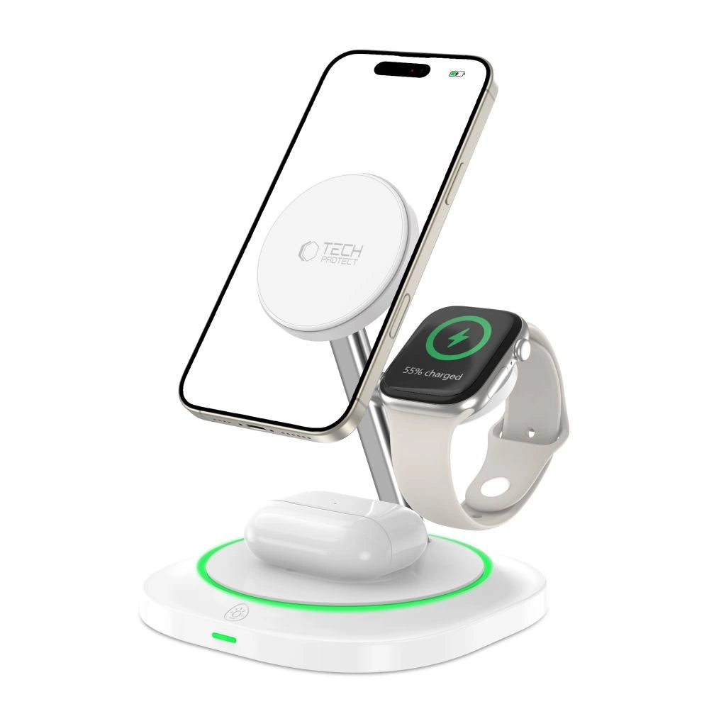 Tech-Protect QI15W-A46 3in1 Magnetic MagSafe Inductive Charger - White_1