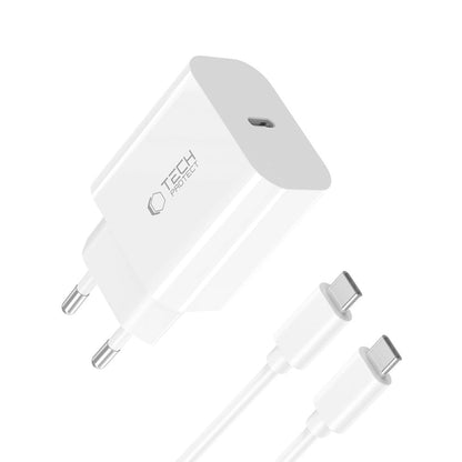 Tech-Protect NC20W PD20W USB-C wall charger with USB-C cable - white_1