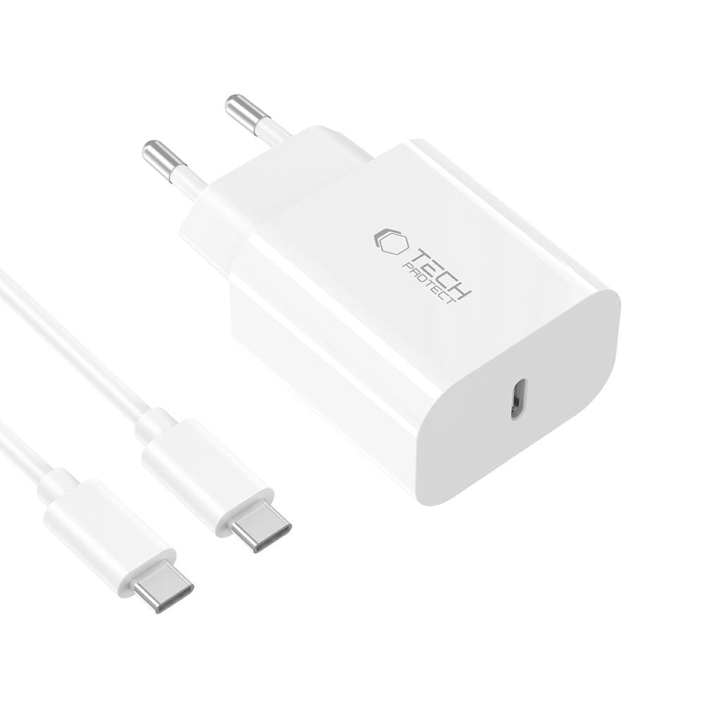 Tech-Protect NC20W PD20W USB-C wall charger with USB-C cable - white_2