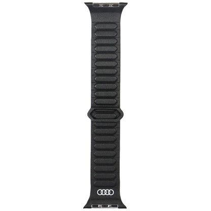 Audi Logo Genuine Leather Magnetic Ring Strap for Apple Watch 44 / 45 / 46 / 49 mm - Black_0