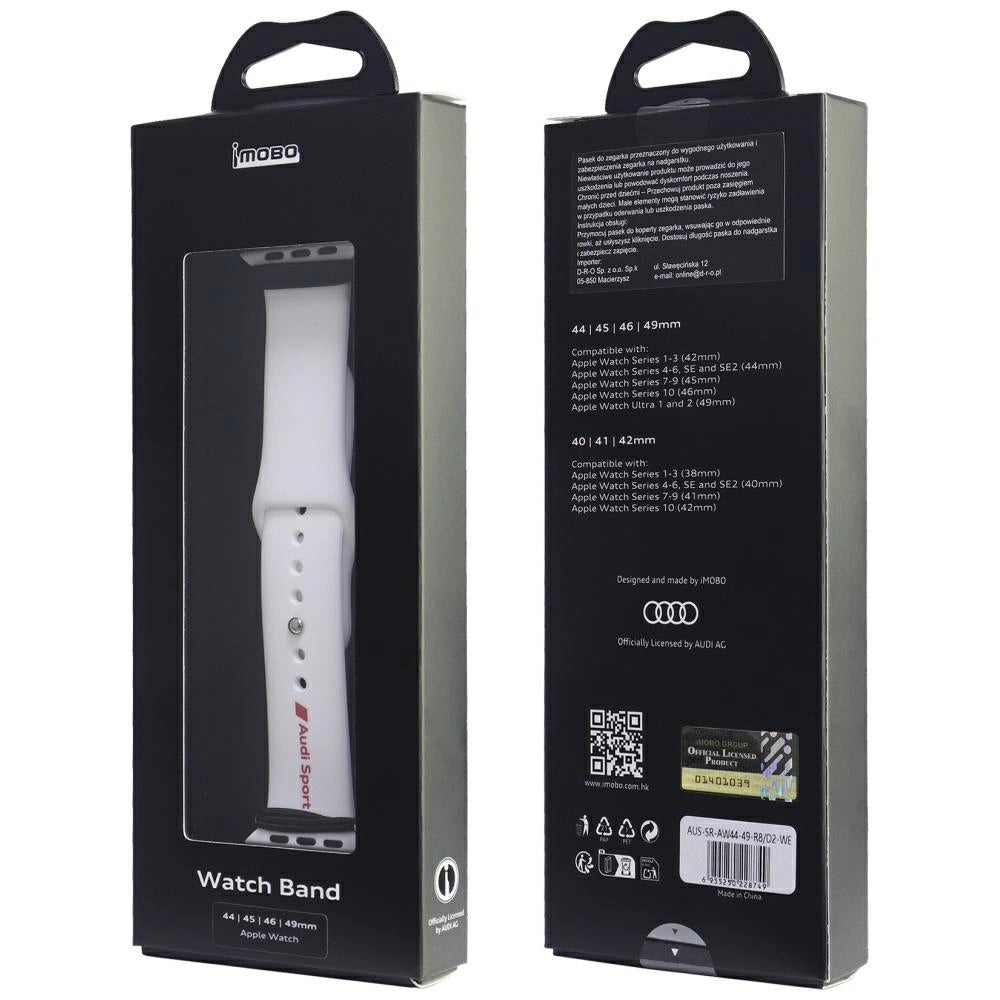 Audi Sport Red Logo Silicone Watch Strap for Apple Watch 44 / 45 / 46 / 49 mm - white_3