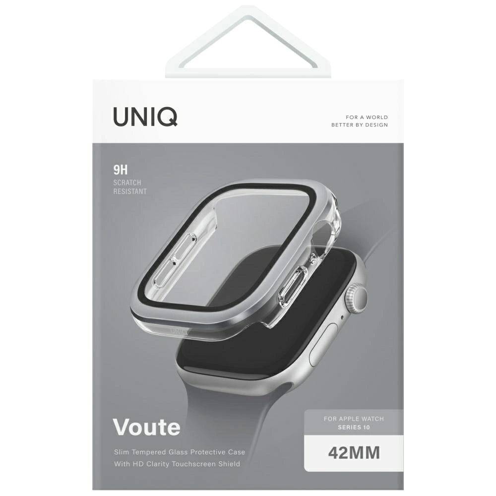 Uniq Voute Tempered Glass Case for Apple Watch 10 42 mm - Silver_4