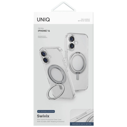Uniq Swivix 360 Rotating Kickstand Case for iPhone 16 - Transparent_1