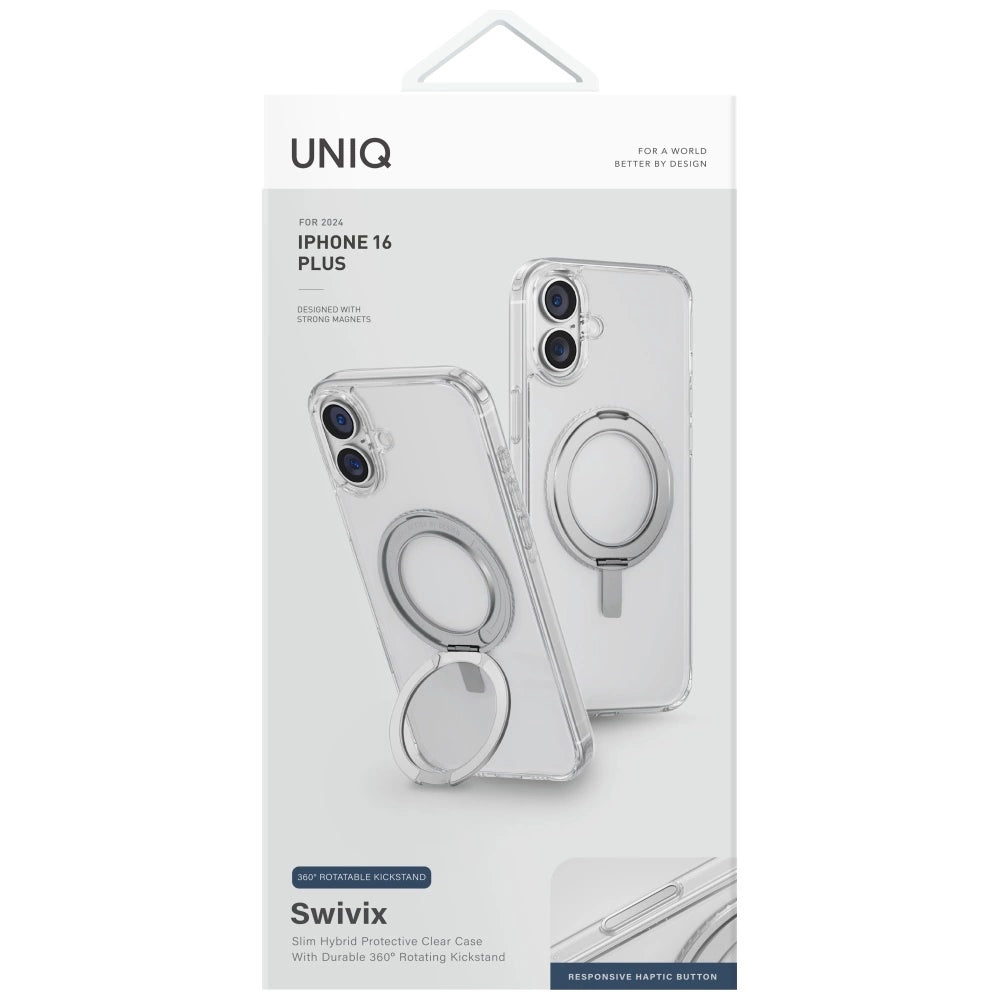 Uniq Swivix 360 Rotating Kickstand Case for iPhone 16 Plus - Clear_1